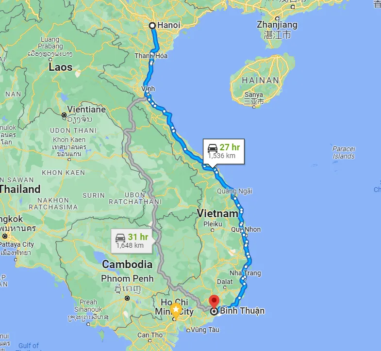 Từ Hà Nội đi Bình Thuận bao nhiêu km? Trước hết Khoảng cách từ Hà Nội đến Bình Thuận bao nhiêu km?