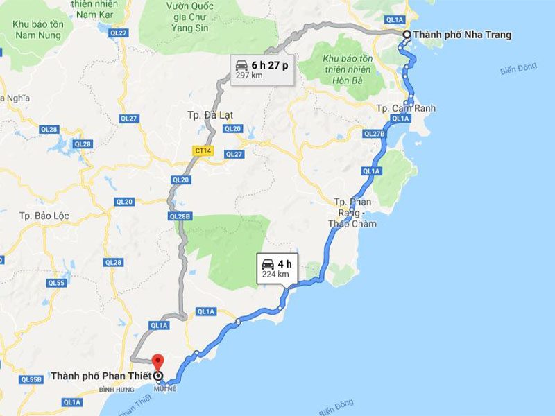 Nha Trang đi Phan Thiết bao nhiêu km? Phương tiện di chuyển hợp lý nhất.